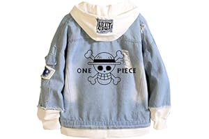 WANHONGYUE Anime One Piece Luffy Zoro Veste en Jean Adulte Cosplay Denim Manteaux à Capuche Outwear Blouson
