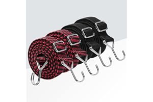 RECHCIGA 4 PCS Correas Elásticas con Ganchos, Pulpos para Sujetar Equipaje 2 m de Longitud Correas de Amarre Elasticas Tensores de Equipaje Universal para Equipaje Cargas Moto Coche o Bicicleta