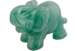 ‎NUPUYAI Nupuyai Elefant Figur Edelstein Kristall Glückselefant Heilstein Glücksbringer Elefantenfigur Reiki Fengshui Deko(Grüner Aventurin)