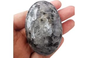 Lovionus89 Black Labradorite 60mm Crystal Palm Stone - Polished Semi-Precious Worry Stone for Anxiety Relief, Meditation, Stress, Healing Crystals