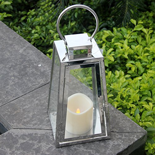 Signstek Deko flammenlose Laterne aus Edelstahl und gehärtetem Glas - 5