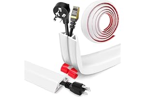 YUSHENGTAI Canalina Passacavi Pavimento Autoadesivo, PVC Flessibile Canalina Passacavi Calpestabile Nascondi Cavi Copricavi per Cavi Tutti i Cavi di Alimentazione a Casa Uffici (Bianco, 4cm x 5m)