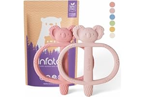 Infatot® Koda Koala Bitey – 2‑Pack Silicone Baby Teething Toys for Infant, Toddler, BPA‑Free Teether Toy 0‑6 Months, Silicone Teethers for Babies, Sensory Gum Massage & Teething Relief – Plum & Pink