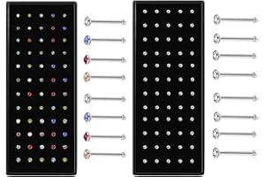 JUZICHEN 100-120 Pezzi Piercing Naso Acciaio Inossidabile 316L, Piercing Naso Forma di L, Piercing Naso Brillantino, Piercing Naso Ipoallergeniche, Orecchini Naso, 20G 1,5/2/2,5/3mm (In Scatola)