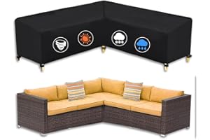AUPERTO L-Form Gartenmöbel Abdeckung, Lounge Abdeckung Gartensofa Abdeckung Wasserdicht Schwerlast 210D Oxford Gewebe UV Beständiges Schutzhülle für Gartenlounge für Lounge Ecksofa(215x215x87cm)