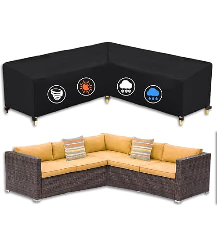 Ecksofa-Abdeckung Für Gartenmöbel – Wasserdicht, 420D Oxford, Winddicht Mit Kordelzug (Beige, 215x215x87 Cm)