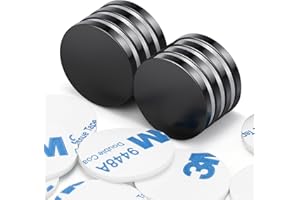 Wzone 20x3mm Negro Imanes Adhesivos de Neodimio, 8 Piezas Imanes Redondos Extra Fuertes Mini Imanes para Nevera Tablero Puerta Pizarra Bricolaje Oficina