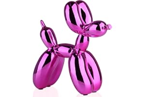 SURUIM Galvanoplastia brillante Globo Estatua de perro Figuras coleccionables Arte Escultura Animales Estatuilla Resina Artesanía Sala de estar Escritorio Decoración del hogar Moderno (Púrpura, 17 cm)