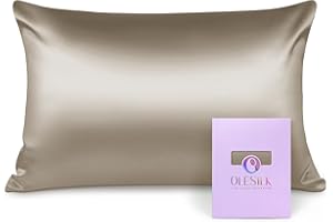OLESILK Taie d'oreiller en Soie Naturelle de mûrier 16 Mommes: Prend Soin de Votre Peau et Moins de Perte de Cheveux - Taupe, 50x70cm