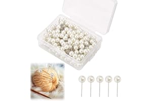 VNIDJGB 200 Pcs Pearl Pins, Stainless Pearls Flower Pins, Reusable Pearl Sewing Pin, White Straight Head Pin, PearlsPin for Flowers, for Wedding, Corsage, Bouquets, Art Craft, Sewing Decorations.