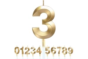 ‎POLLY ONLINE Geburtstagszahl Kerzen 3D Form Geburtstagstorte Kerzen Gold Glitter Geburtstagskerzen Dekorative Dekoration für Geburtstag Jubiläum Hochzeit Abschlussfeier