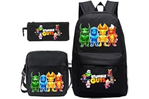 Puruuige 3 Teile/satz Stumble Guys Rucksack Kinder Schultasche Nette Cartoon Student Schultern Taschen Federmäppchen für Kinder Zurück zu Schule Geschenke