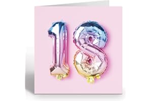 Ruby Ashley 18th Birthday Card For Girl - 18th Anniversary Card - Birthday Card For A 18 Year Old Girl - Rainbow Foil Balloons 18th Card