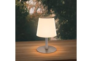 ‎UUFFOO Outdoor Solar Tischlampe,2in1 Solarladung&USB Aufladung Dimmbaren Led Akku Outdoor Tischlampe, IP44 Wasserdicht Kabellos Tischlampe für Schlafzimmer,Gästezimmer,Garten, Balkon,Camping (Grau)