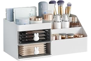 DUOJIN Sminkförvaring, smink, förvaringslåda, sminkbord, kosmetika, arrangör, med låda, sminklåda med lådor för dresser, sovrum, badrum