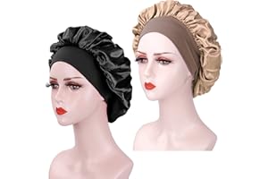 ALILEADER 2 Pieces Bonnet Satin Cheveux Nuit, Bonnet en Soie pour Femme
