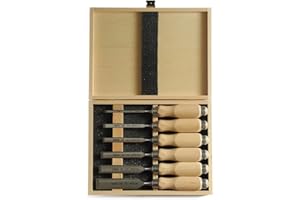 Narex - Jeu de 6 burins plats avec manche en bois - Étui en bois