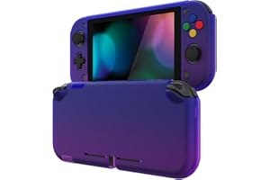eXtremeRate PlayVital Protective Grip Case for Nintendo Switch Lite with Screen Protector & Thumb Grips & Buttons Caps Stickers Included - Gradient Translucent Bluebell