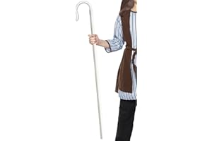Smiffys Shepherd’s Extendable Staff, White Nativity Costume Accessory for Kids & Adults, Ideal for Christmas Plays, Fancy Dress Events & Religious Reenactments 150cm/59in
