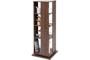 Iris Ohyama,Półka obrotowa Creative 360° / Tower Media Display Rack i 4 półki/Meble obrotowe 360°, Projekt, Powierzchnia biurowa - Revolving Book Shelf - RBS-4S - Brązowy