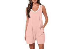 SYDUZAX Womens Short Jumpsuits UK Ladies Summer Romper All in One Petite Jumpsuit Sleeveless Casual Romper Shorts Overalls Baggy Beach Holiday Vacation Playsuits Party Strap Dungarees Pocket