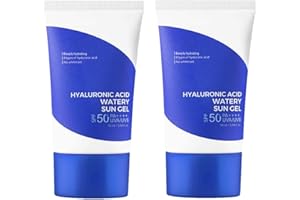 EHOTER Hyaluronic Acid Watery Sun Gel SPF50+ PA++++ Sunscreen Hyaluronic Acid Sunscreen Natural Moisturizing Suncream Waterproof Sun Gel 50ml (2PCS)