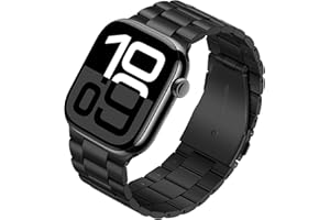 Tasikar Bracelet en métal compatible avec Apple Watch 46mm (série 11/10) 45mm 44mm 42mm Bracelet en acier inoxydable compatible avec Apple Watch Ultra 3 2 1 SE Séries 10 9 8 7 6 5 4 3, Noir