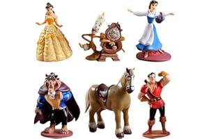 LGQHCE La Bella y la Bestia Acción Figura, 6pcs La Bella y la Bestia Personajes Estatua Juguetes Decoración para Tartas Collectibles PVC Doll Figure Juguetes Regalos para Niños Fans