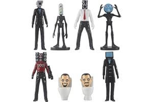 BESTZY Skibidi Toilet Figura,8 pcs Skibidi Toilet Juego Figura,Figura Animada Modelo,Coleccionables Estatua,Decoración del Hogar,Amantes De Los Juegos Regalo (A)