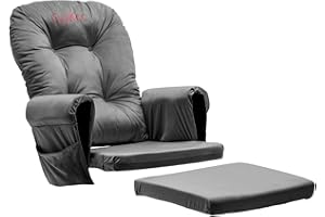 CyyKcc Glider Rocker Replacement Cushions Set - 5PCS Thicken Cushions for Nursery Wooden Rocking Chair Universal, Soft Velvet Cover Easy to Clean, w/Storage Pocket, Dark Grey