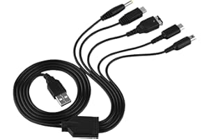 Bediffer Caricabatterie 5 in 1 Cavo di Ricarica USB Caricabatterie per Nintendo NDS LL/XL 3DS Wii U PSP Cavo di Ricarica Multifunzione,Videogiochi e periferiche