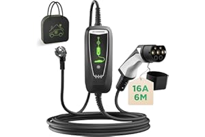 ‎WISSENERGY WISSENERGY Typ 2 EV Ladekabel Schuko 2-Pin, 3,68KW Einphasig [10-16A] EV Ladegerät mit 6M Ladekabel, IP66 Wasserdicht Mobile Ladestation mit Tragetasche für PHEV EV