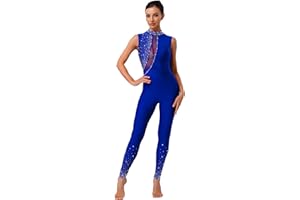 Freebily Body Danza Donna Senza Maniche Tuta Intera da Pattinaggio Artistico Balletto Leotards Body Danza Classica Moderna Costume da Ballo Latino Americano Dancewear
