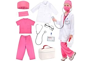 Tacobear 9 Piezas Juguete de Médico para Kit para Hacer de Doctor Maletín de Médico con Disfraz de Doctor, Estetoscopio Juego de Roles Cumpleaños Regalos para Niña Niños 3 4 5 6 7 8 9 10 Años