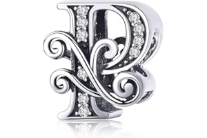 TIZU Charm Lettere in Argento 925 Ciondolo Originale Compatibile Braccialetti Charms Iniziale per Donna Bambine