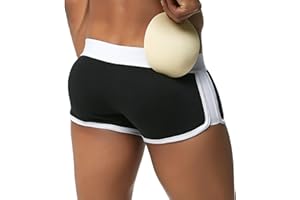 Casey Kevin Hombre Boxer Algodón, Acolchado Calzoncillos, Extraíble 3 Almohadillas de Esponja, Realzar la Curva de Los Glúteos