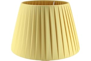 HORUS PARALUMI Paralume Impero per lampada in tessuto Plissettato Pongè Giallo - Artigianale, autentico Made in Italy (D.25 x D.Sup.17 H.17 cm (ATTACCO E27))