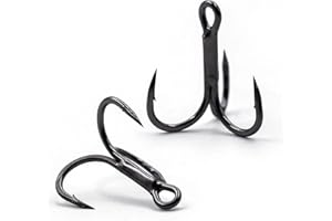 9KM DWLIFE Drillings-Angelhaken, 50 Stück, Dreifachhaken, Hartstahl, scharf, Ersatz-Angelhaken an harten Ködern für Süß- und Salzwasser