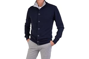 MARENZA Giacca Uomo Misto Cashmere Cardigan Bottoni Made in Italy Maglione Seta Pullover Manica Lunga Lana Merino Cachemire Maglioncino Beige Blu Grigio Maglia Regalo Abbigliamento Inverno