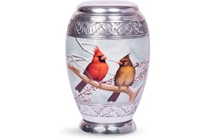 hlc Beautiful Cardinal Couple Bird Cremation Large Urn for Human Ashes - Handcrafted - Affordable Urn for Ashes (Adult (200 lbs), Urn), 10.5'' H x 6'' W x 6'' L (CFDS0012266)
