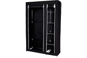 dibea Faltbarer Stoff-Kleiderschrank 175x110x45 cm, schwarz