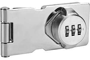 Porcyco Cabinet Door Lock - Premium Zinc Alloy Secure Household Cabinets with Password Combination Hasp Lock - Ideal for Kitchen Drawers, Cabinets, Cupboards, and Office File Cabinets(Silver)