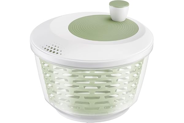 Westmark Salad Spinner – Idealisk för att tvätta, snurra och servera sallad, platsbesparande salladsskål med lock och hällpip, halkfri, 4,4 l – plast, BPA-fri