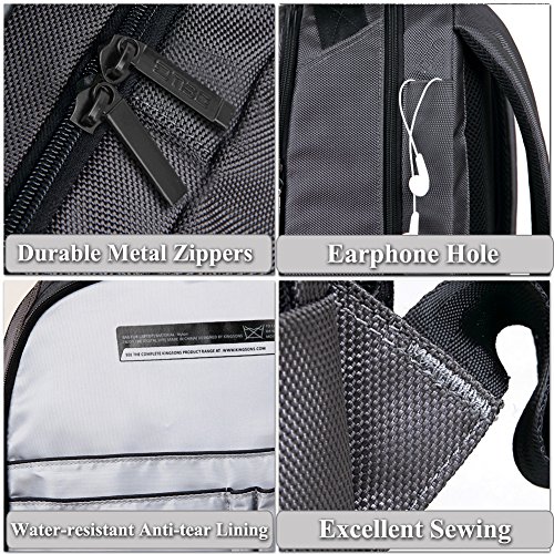 Laptop Rucksack 17,3 Zoll, DTBG Nylon geräumig Anti-Träne Daypack Reiserucksack Business Rucksäke College Studenten Schultertasche Schultasche passt 17 – 17,3 Zoll Laptops Notebook Computers,Grau - 7