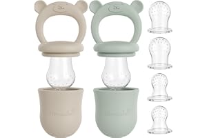 Broemba Baby Fruktnapp 2-pack Silikon Bitring BPA-fri Beige