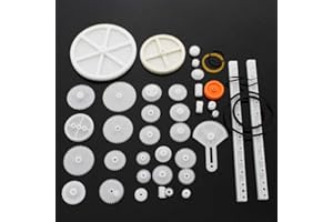 SPTwj Plastic Gears Set 34 Piezas Single Double Reduction Gear Worm Gear Robot Parts DIY Kit White Plastic Gear Shaft Belt Rack