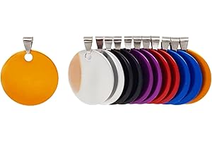 ‎NANTUN Okrągłe aluminiowe puste zawieszki dla psów, DIY grawerowane identyfikatory dla kota psa, spersonalizowane identyfikatory tożsamości zwierzęcia domowego, średnica 3 cm, różne kolory, 12 szt