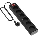 Garza Power &ndash; 6-Outlet Power Strip with Switch and Earth Socket | 5 Meter Multi-Thief | Up to 3680W | Child Protection | H05W
