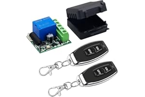 QIACHIP interruptor de control remoto de relé inalámbrico 12v,módulo receptor de relé rf 433Mhz DC 12V 1 Canal con 2 on off Radiotransmisores Controlador