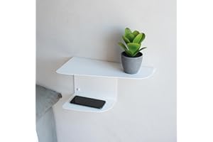 MILUKA Set 2 Comodini Camera da letto 40 x 20 cm | Comodino Sospeso con 2 Livelli | Comodino Bianco Ideali come Mensole da muro angolare e Consolle Ingresso (2, Bianco)